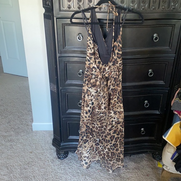 Rabbit Rabbit Rabbit Leopard Print Halter Chiffon Dress Size 10 - Picture 4 of 6
